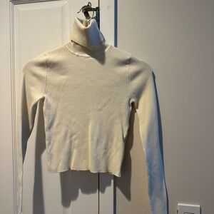 Zara Ivory Crop Turtleneck Sweater, S